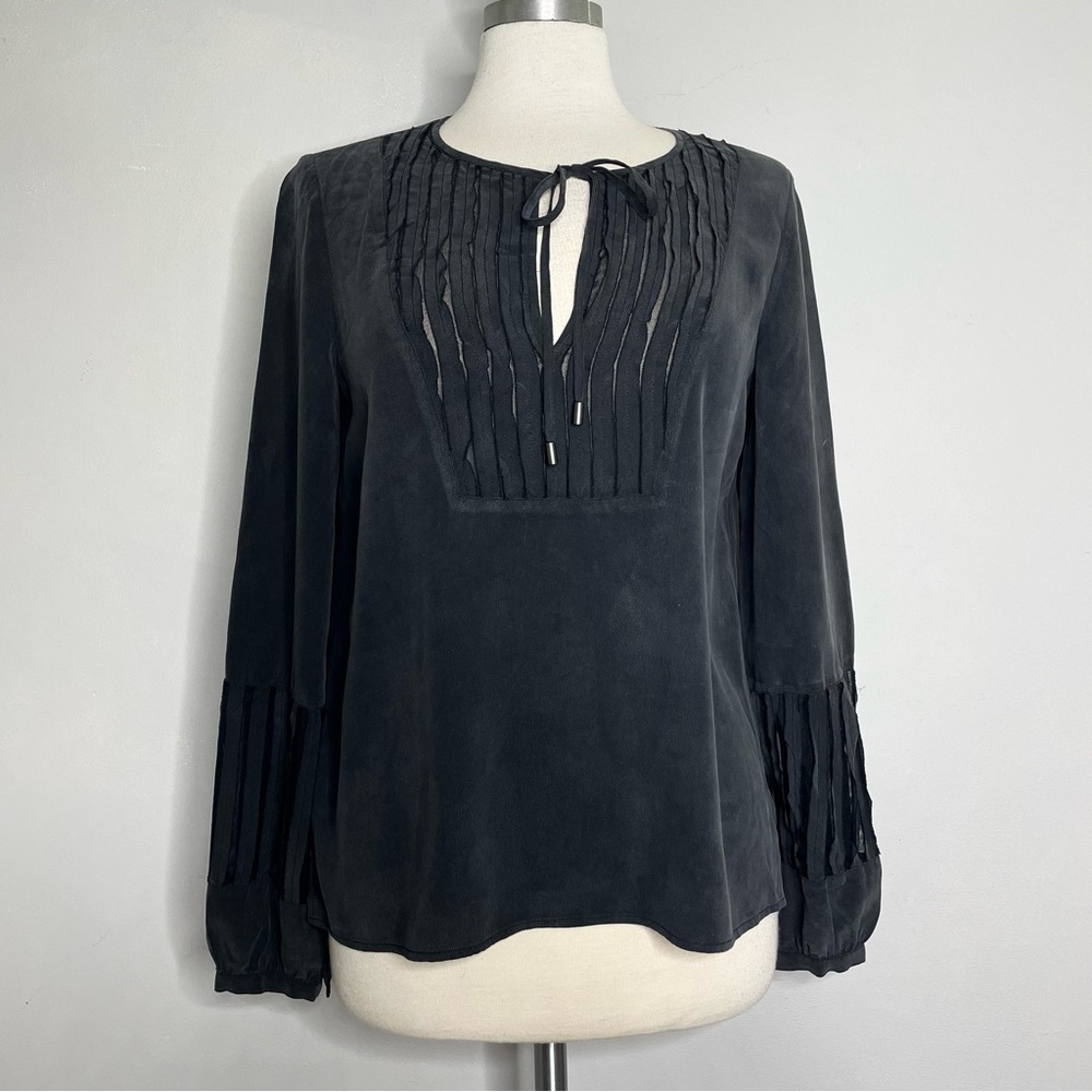 GO by GO SILK Women’s Long Sleeve Smocked V-Neck Washable Blouse Tunic Top